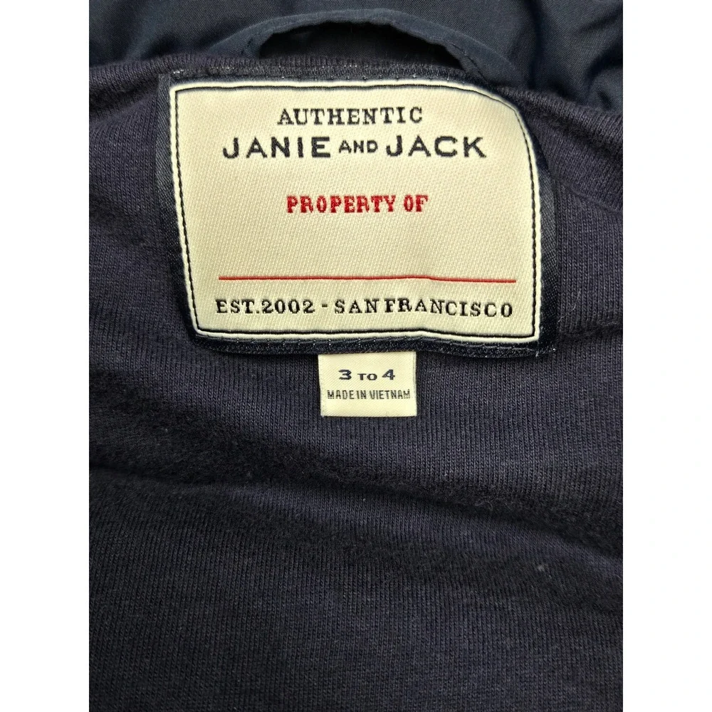 Janie and Jack Size 3-4 Red Navy Puffer Vest Colorblock Zip Up